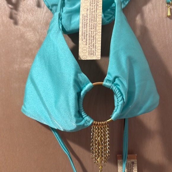 Bellissima Swimwear Turquoise Bikini Set with Gold Accents. - Picture 8 of 13